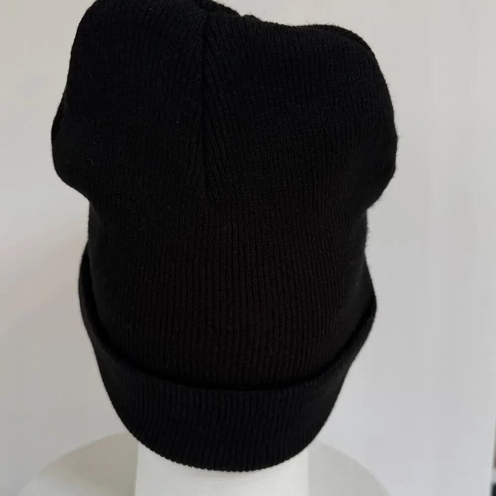 The North Face Logo Box Cuffed Beanie Black Knit Winter Ski Snowboard Hat Unisex